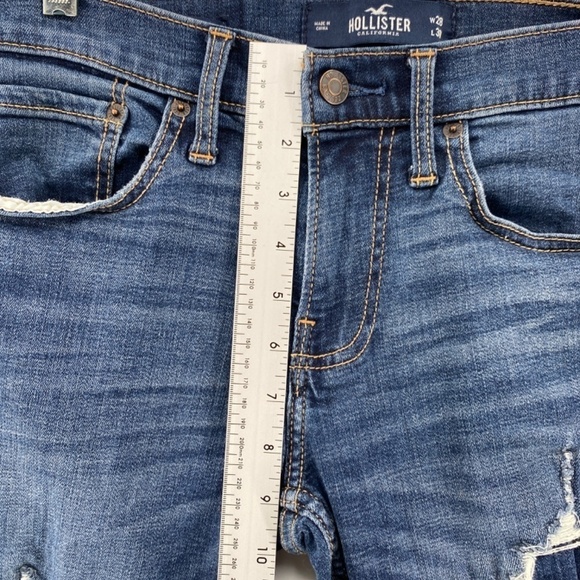Hollister Jeans Women's 28 Washed Blue Supper Skinny Stretch Ripped 5 Pocket - Picture 8 of 13